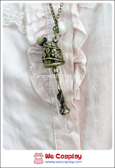 สร้อยคอโกธิคโลลิต้า จี้ดอกกุหลาบในหลอดแก้ว สีทองโบราณ Gothic Lolita Necklace