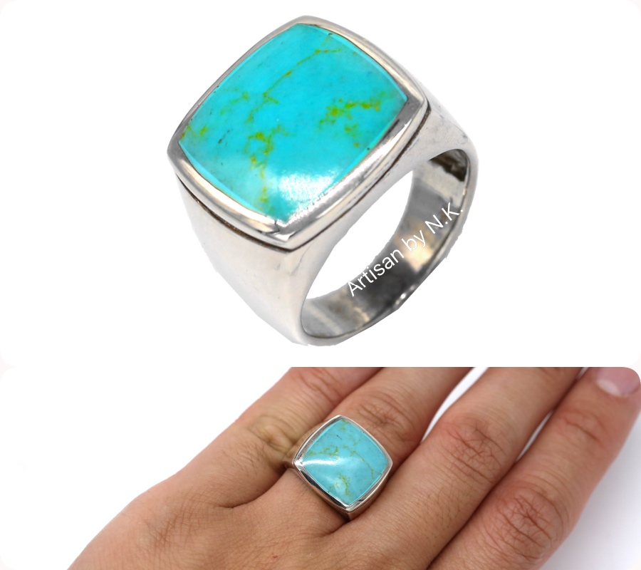 แหวนเงินแท้ฝังเทอร์คอยซ์ (Silver ring with Turquoise)