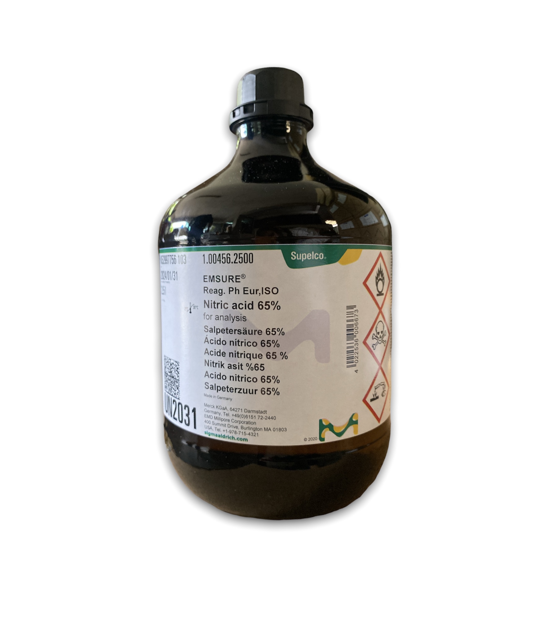 Nitric Acid 65% AR Grade, 2.5 L -Merck