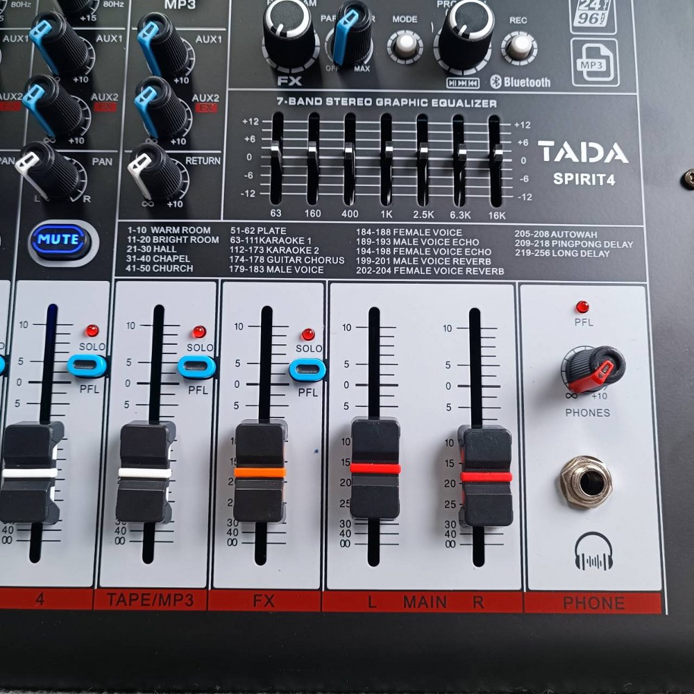 TADA SPIRIT-4 POWERMIXER พร้อม ไมค์ลอย2ตัว 350 watt EFX USB บลูทูส ธาดา มิกเซอร์อนาล็อก SPIRIT4 SPIRIT4 เอไอ-ไพศาล