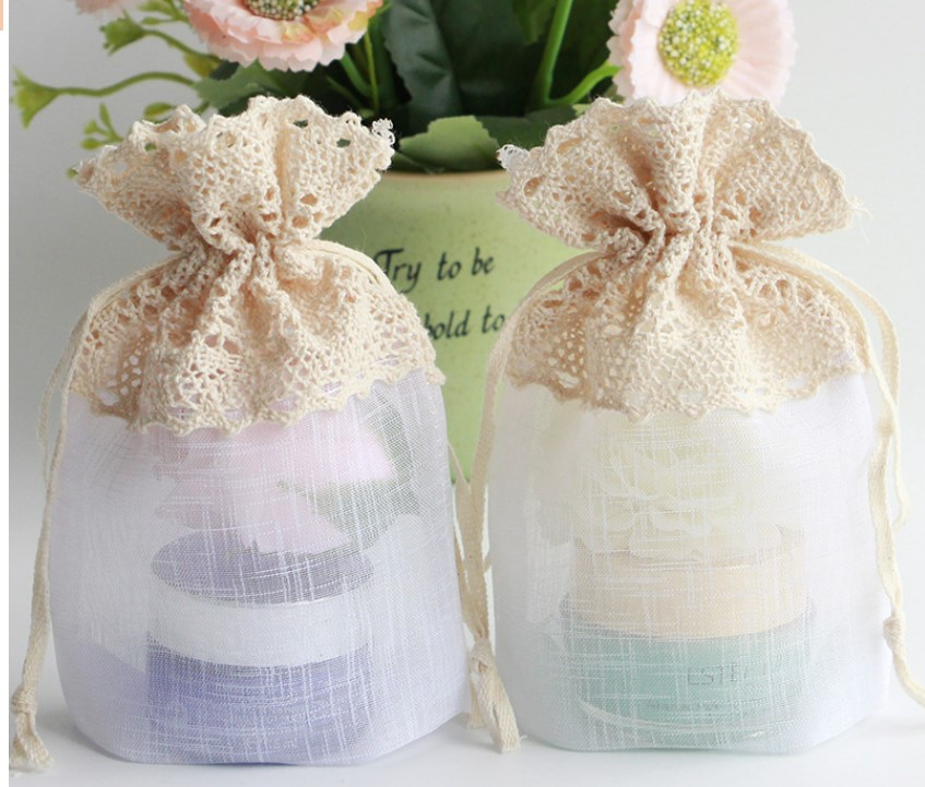 ถุงผ้าลูกไม้ ใส่ของขวัญ งานบุญ งานบวช แบบไทย ๆ ตกแต่งงาน สวย ๆ ถุงผ้าลูกไม้ ใส่ของขวัญ แจก 744407