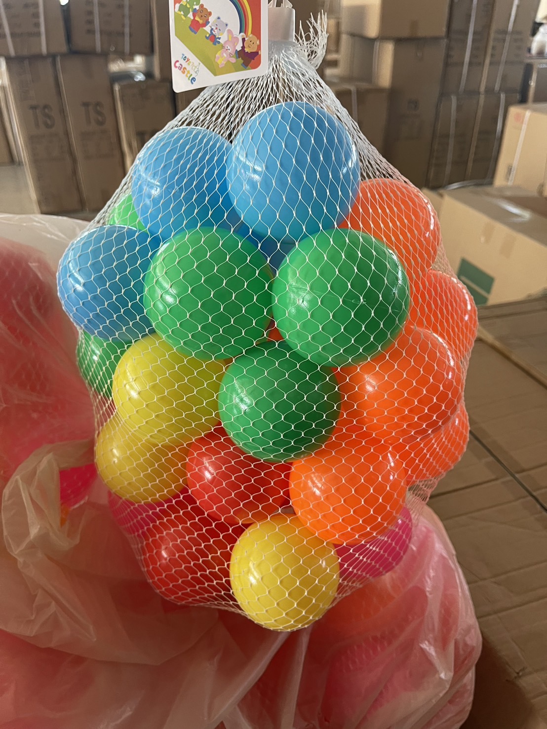 WD-222A ลูกบอลสี 40 ลูก บอลเด็กพลาสติกคุณภาพ บอลถุงตาข่าย ปลีกถุงละ