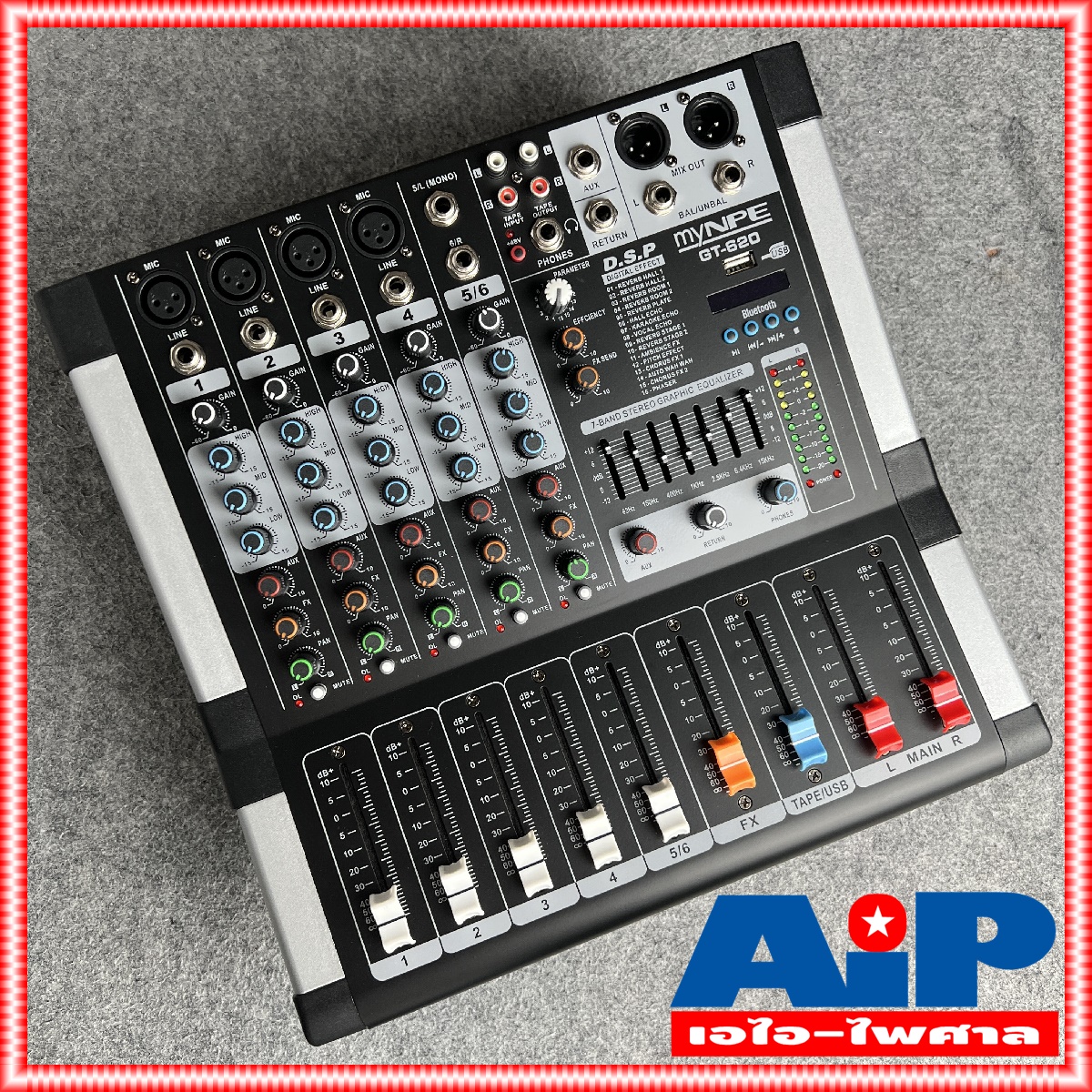 MYNPE GT-620 POWERMIX USB บลูทูธ เพาเวอร์มิก มิกซ์ มิกเซอร์ เครื่องเสียง ตัวปรับแต่งเสียง POWERMIXรุ่นGT-620 เอไอ-ไพศาล