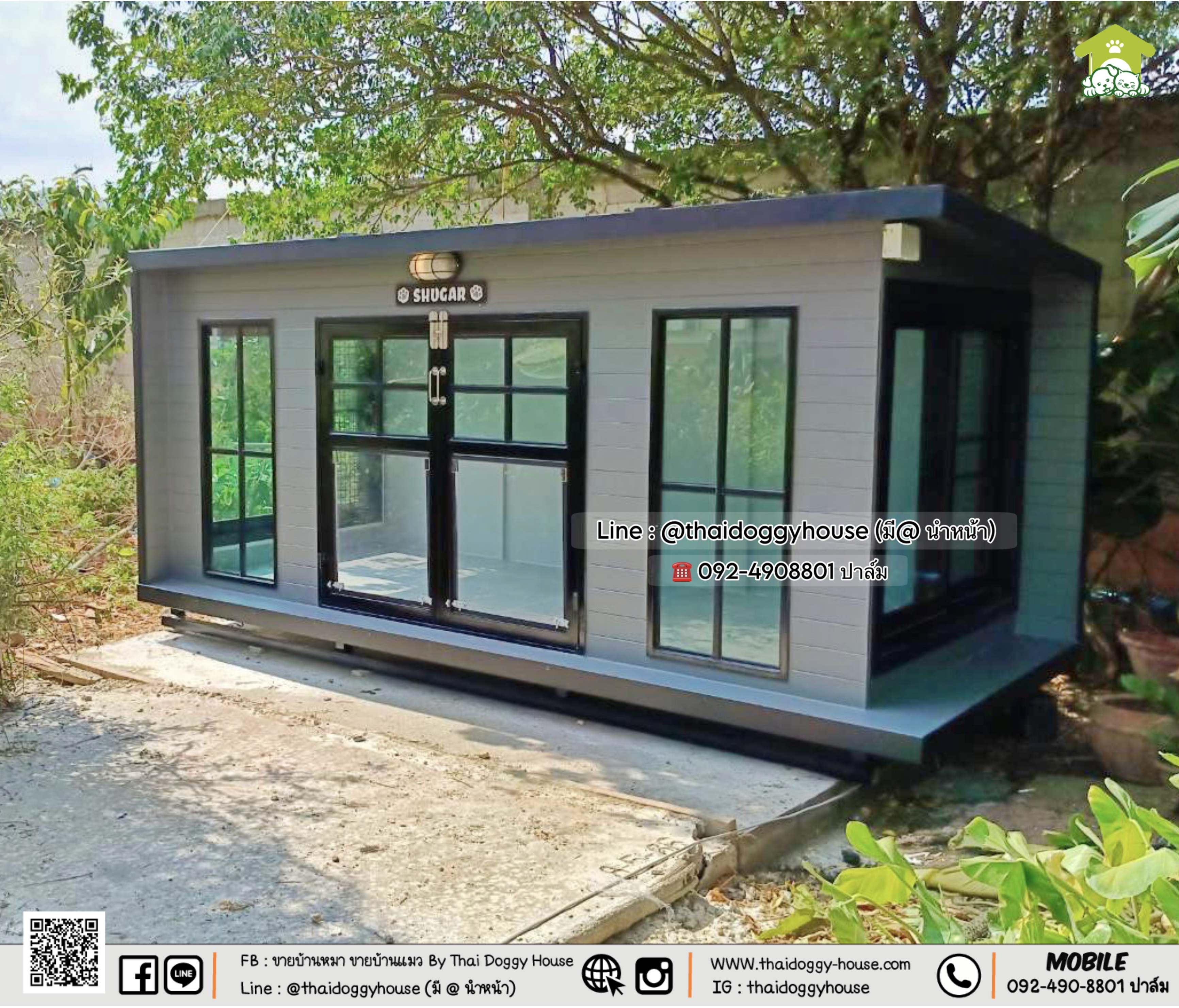 บ้านหมา บ้านแมว 𝐓𝐇𝐀𝐈 𝐃𝐎𝐆𝐆𝐘 𝐇𝐎𝐔𝐒𝐄 แบบกระจกรองรับการติดแอร์