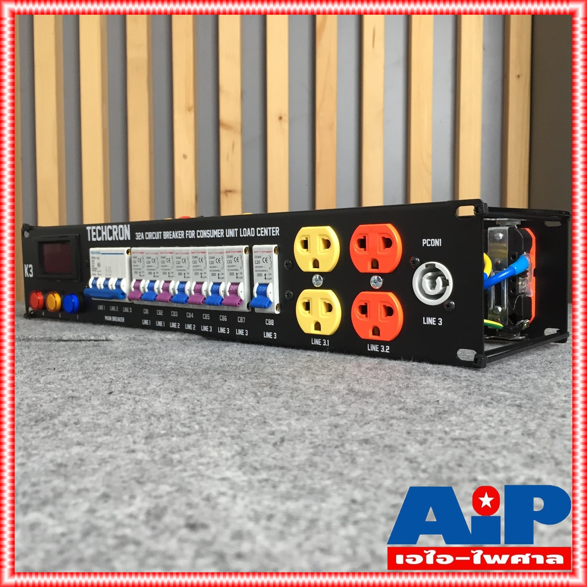 ขนาด 2U TECHCRON K3 / B9 จอ M2 ชุดโหลดไฟ 3 เฟส ปลั๊กโหลด3เฟส พร้อมเพาเวอร์ปลั๊กIN K3B9 K-3/B-9 K3 B9 เอไอ-ไพศาล