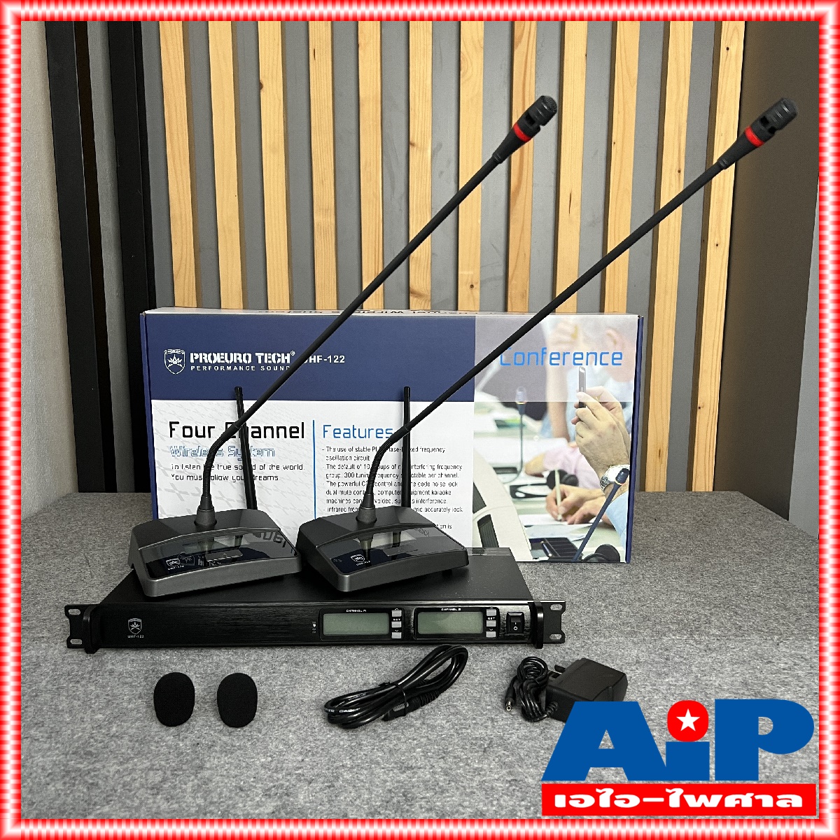 PROEUROTECH UHF122 ไมค์ลอยตั้งโต๊ะ2ตัว ก้านยาว60CM UHF 122 UHF-122 ไมค์ประชุม ชุดประชุมไร้สาย ไมค์ประชุมไร้สาย ความถี่ใหม่ กสทช เอไอ-ไพศาล