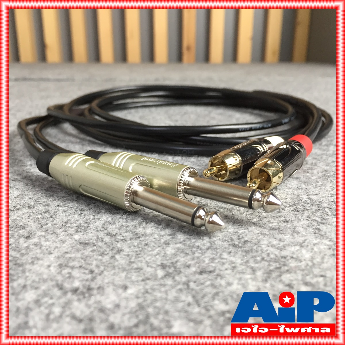 AMPHENOL สายRCAx2 ออก PHONEx2 3M CA3333-4549-WB-003 สายสัญญาณ RCA 2หัว ออก ปลั๊กไมค์ โมโน 2หัว ยาว 3เมตร