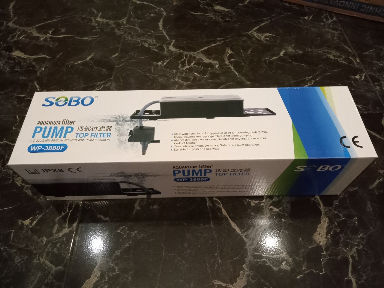 SOBO WP-3880F กรองบนตู้ปลาพร้อมปั๊มน้ำ 2500 L/H กำลังไฟ 40W.