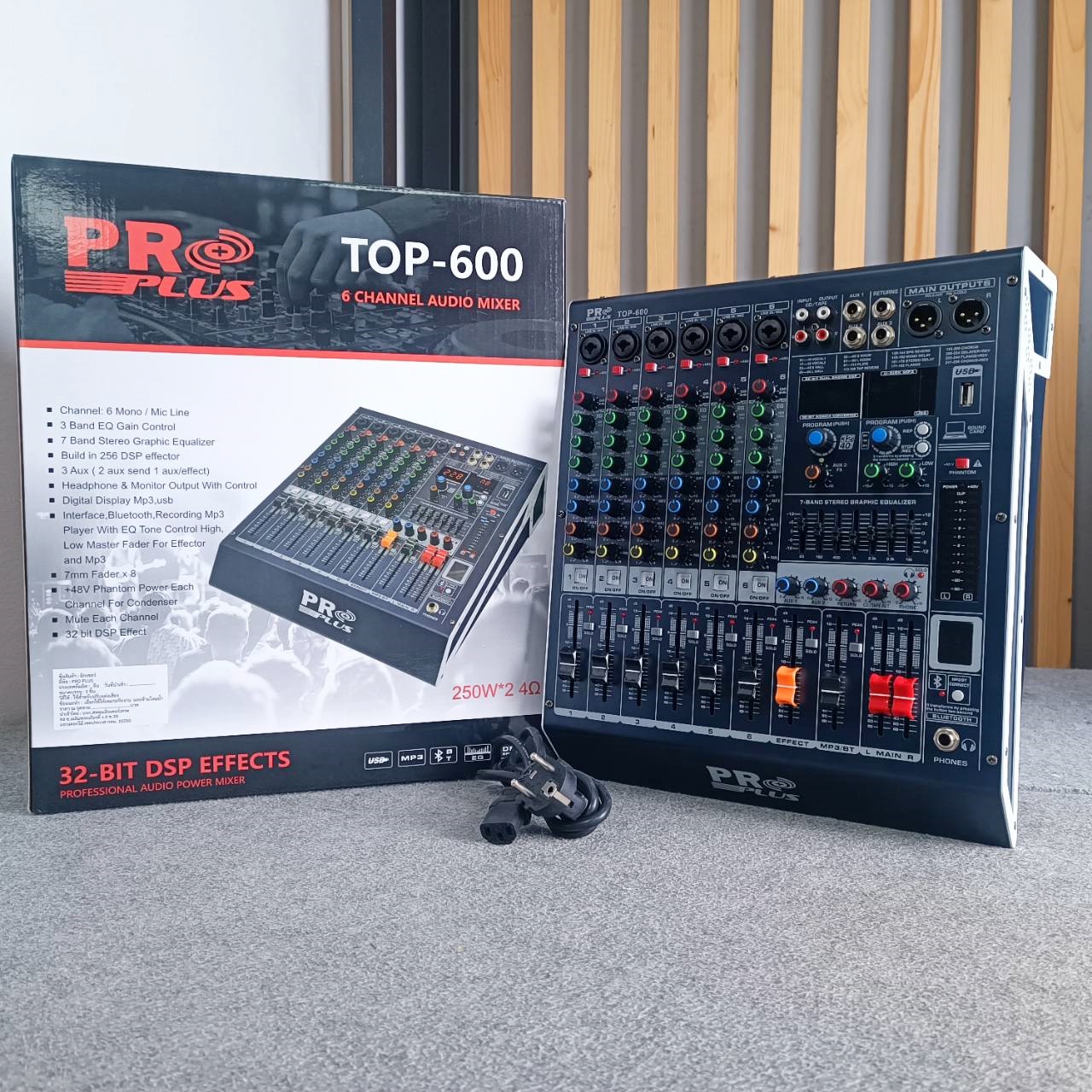 PROPLUS TOP-600 POWERMIXER เพาเวอร์มิกเซอร์สเตอริโอ 6 ชาแนล 250Wx2 USB/Bluetooth PRO PLUS TOP600 TOP600 เอไอ-ไพศาล