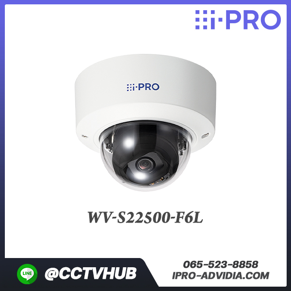 กล้อง i-PRO รุ่น WV-S22500-F6L 5MP IR Indoor Vandal Dome Network Camera with AI Engine,fixed lens
