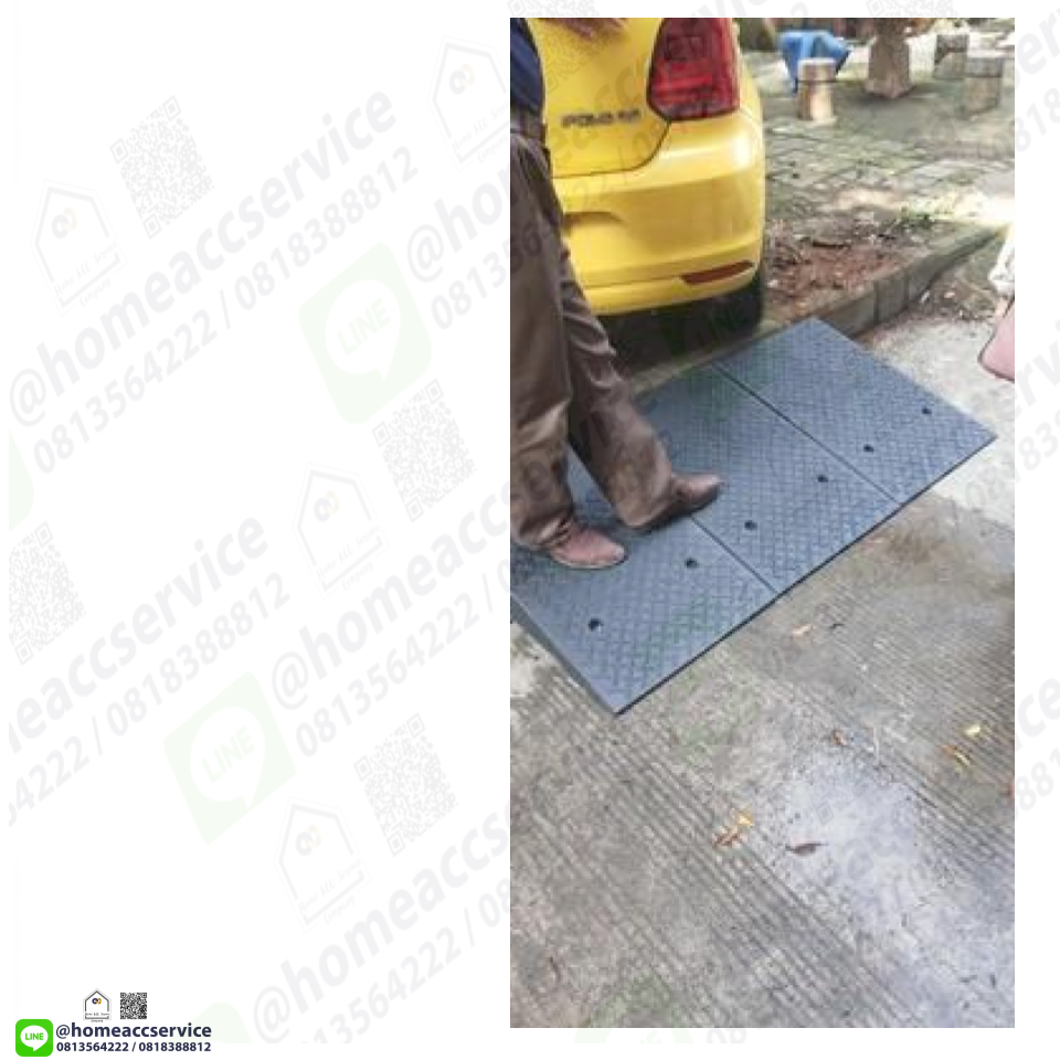 ทางลาดยางปีนฟุตบาท รวมสูง 26ซม. 16+ส่วนเสริม11(-1ซม.) ลาด 135ซม. กว้าง 50ซม. หนัก 44kg - Rubber Ramp with Extention 26x135x50 cm (16+10) 44kg