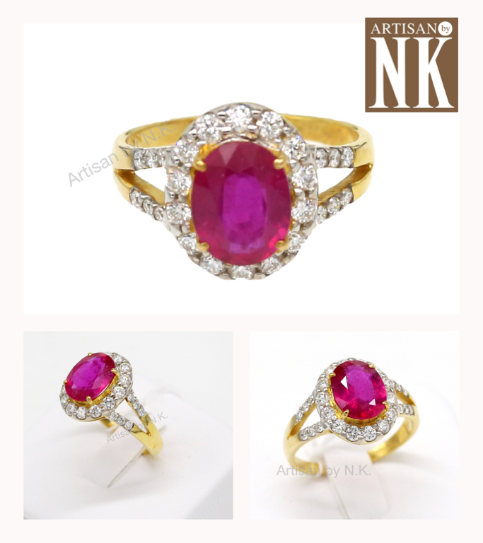 Ruby and diamond ring แหวนทองคำแท้ ฝังทับทิมแท้ และ เพชรแท้