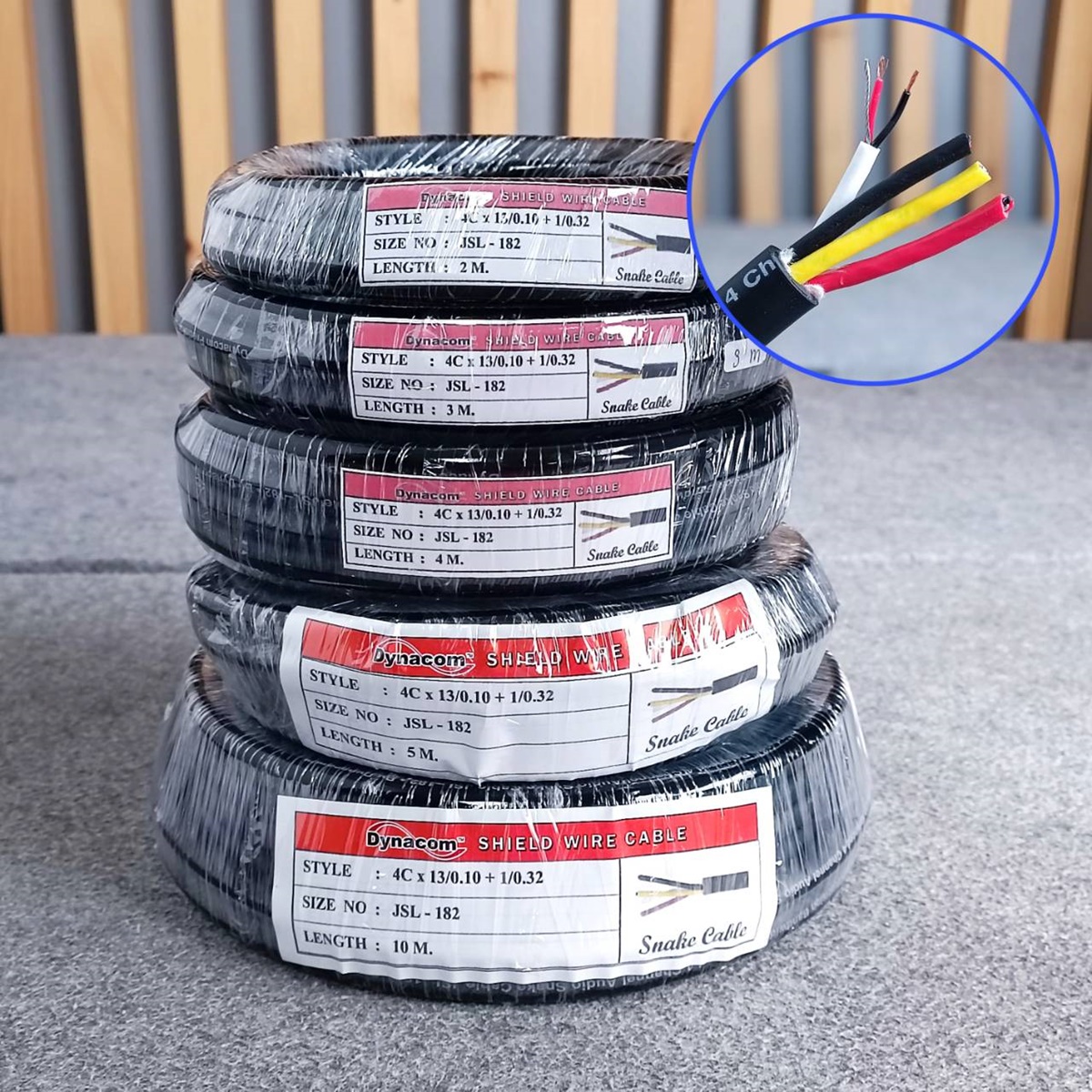 (1ขด) มี 5 ขนาดให้เลือก สายมัลติคอร์ 4คอร์ JSL-182(เมตร) สีดำ ขด 2 / 3 / 4 / 5 / 10 เมตร สายสัญญาณเสียง สาย4คอร์ JSL182 JSL 182 Multicore Cable เอไอ-ไพศาล