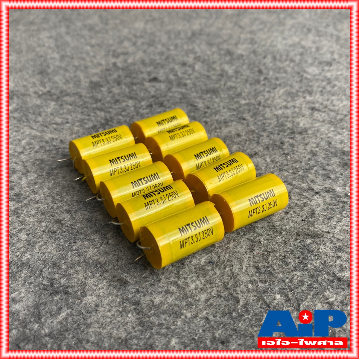 ถุง10ตัว MITSUMI 3.3UF 250V Cสีเหลือง MET คาปาซิเตอร์ C3.3/250V C3.3/250Vสีเหลือง ซีเสียงแหลม 3.3/250V ซีตัดเสียงแหลม เอไอ-ไพศาล