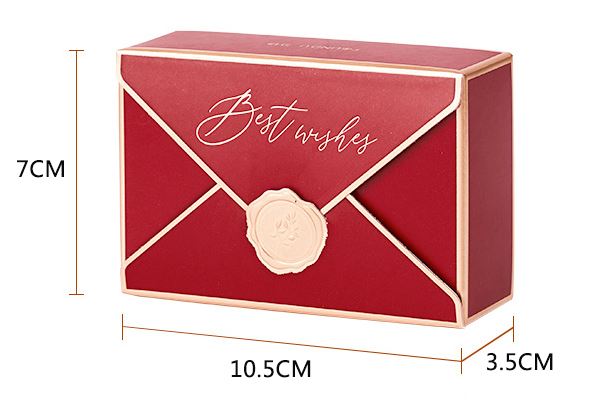 กล่องสี่เหลี่ยม กล่องใส่ของขวัญ ของชำร่วย งานแต่งงาน แบบหรูหรา ขอบทอง แบบซองจดหมาย 501003