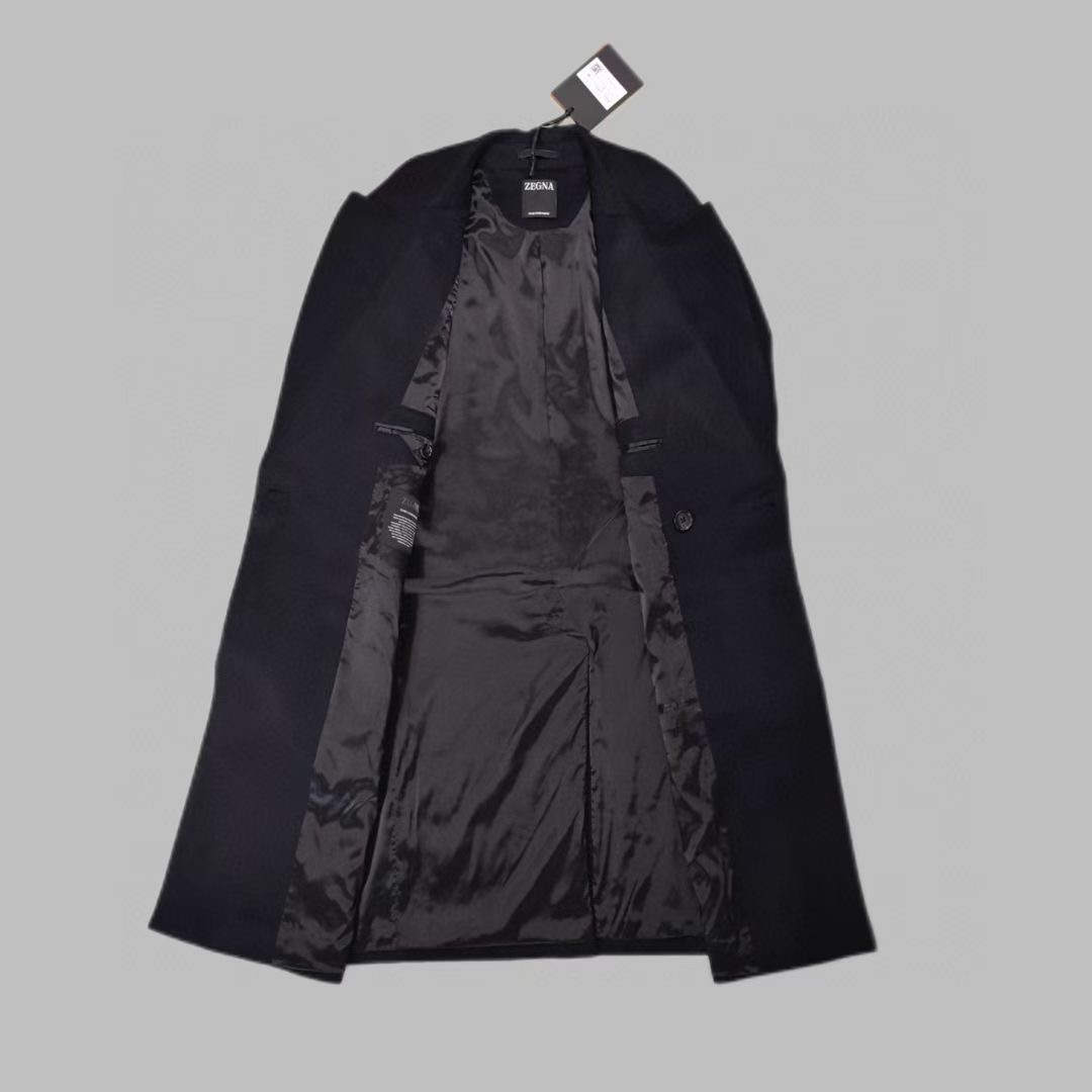เสื้อโค้ท Ermenegildo Zegna Black Cashmere Double Breasted Coat สินค้าใหม่ ของแท้