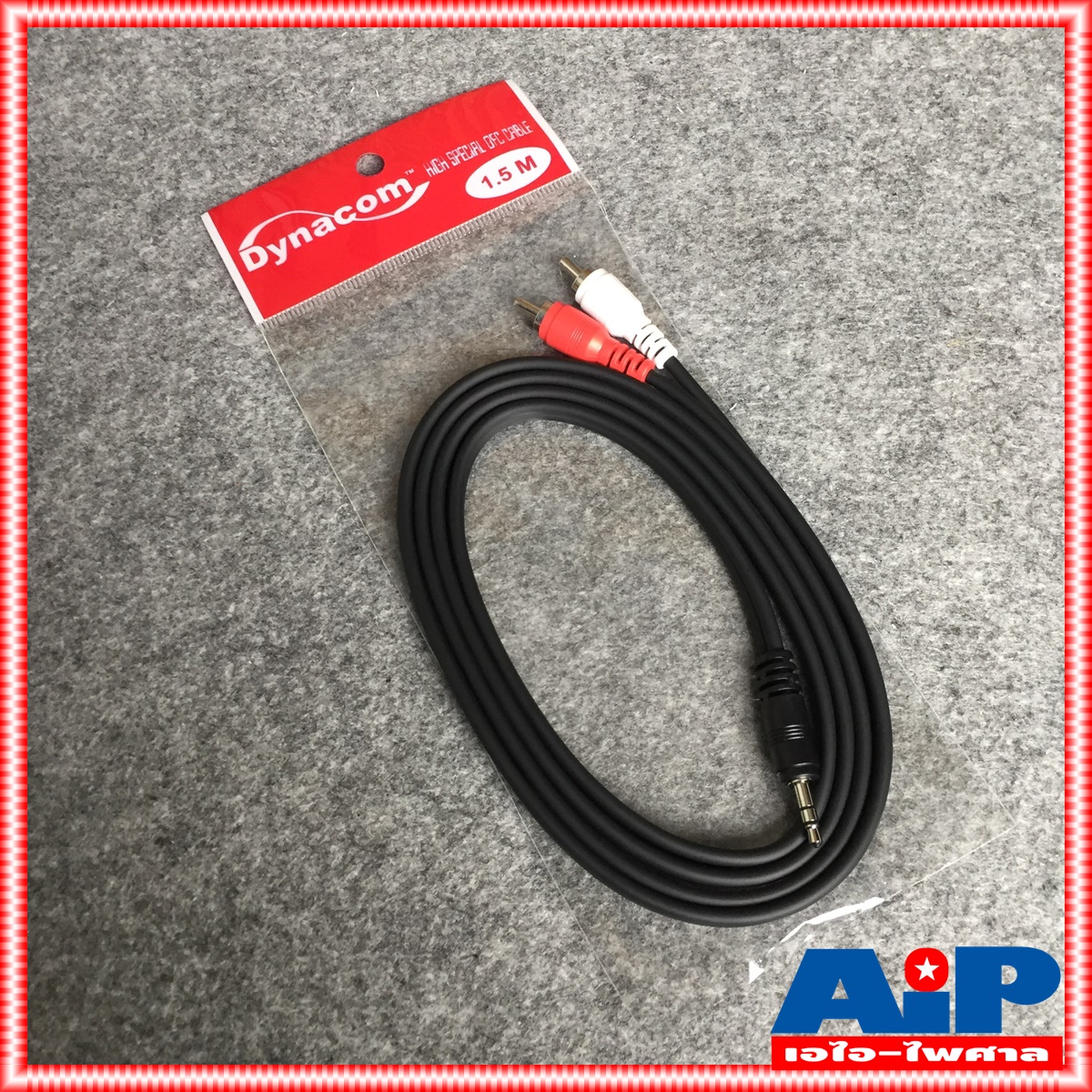 1.5เมตร สายสัญญาณสเตริโอ TRST 3.5 to RCA 2 หัว DYNACOM J015-7 สาย P.TR-ST - P. RCA x2 1.5เมตร สาย TR-ST ออก RCA x2 1.5M