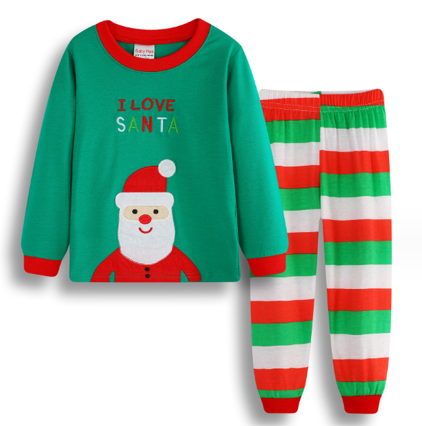 ชุดนอนเด็กแขนยาว ชุดนอนเด็กผู้หญิง ชุดนอนเด็กผู้ชาย ชุดนอนเด็กลายคริสต์มาส ชุดคริสต์มาสเด็ก ผ้าบาง ไม่หนา ใส่สบาย