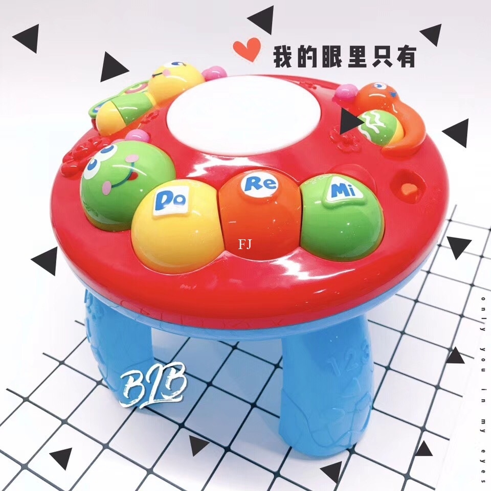 1096 ของเล่นโต๊ะกิจกรรมผึ้ง 2IN1 ใส่ถ่านมีเสียงไฟ โต๊ะออร์แกนเด็ก โต๊ะเด็กใส่ถ่าน ปลีกชิ้นละ