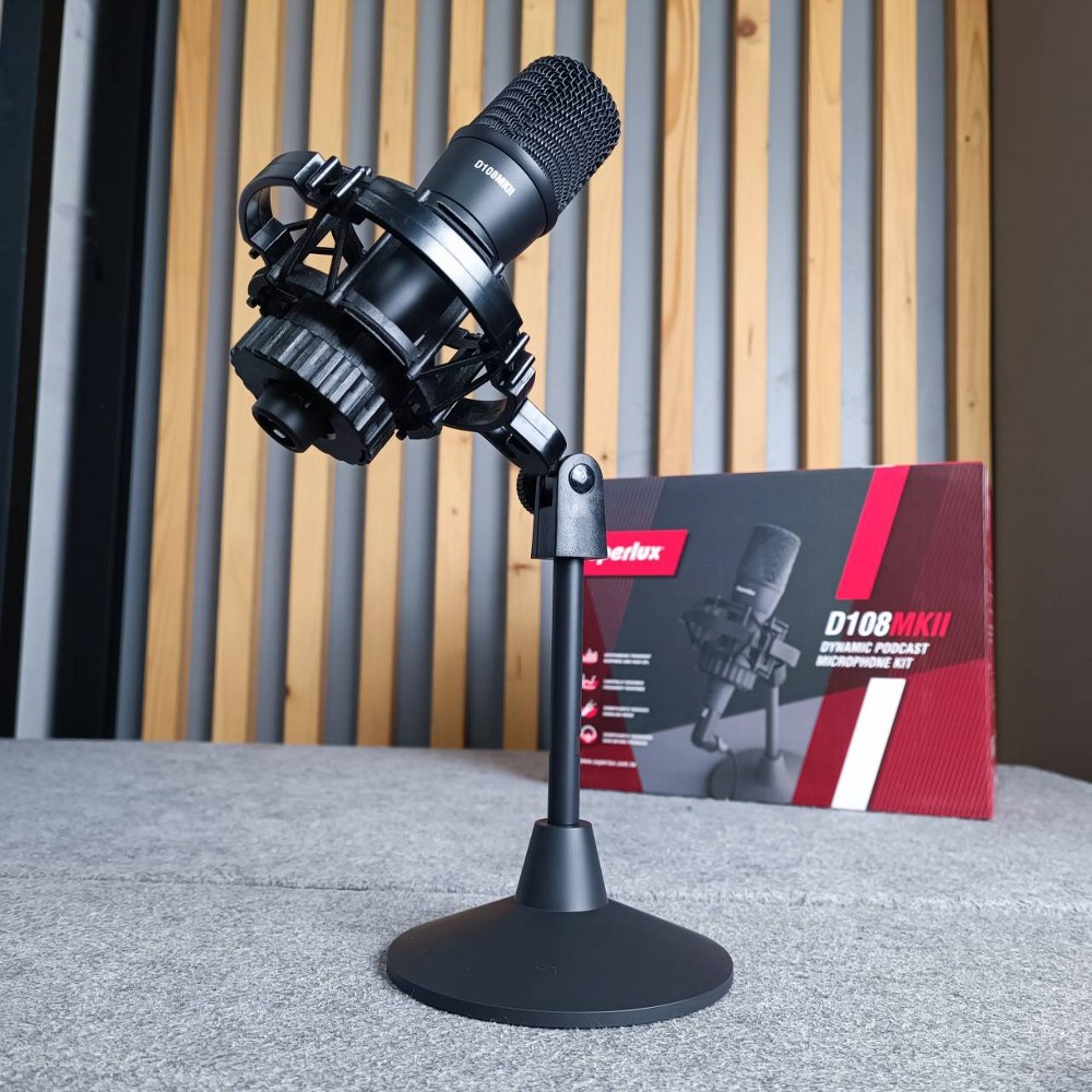 SUPERLUX D-108MKII Dynamic Podcast Mic พร้อมขาตั้ง ไมโครโฟนไดนามิกสำหรับพอดแคสต์ ไมค์พร้อมสาย ไมโครโฟน D 108MKII D108MKII เอไอ-ไพศาล