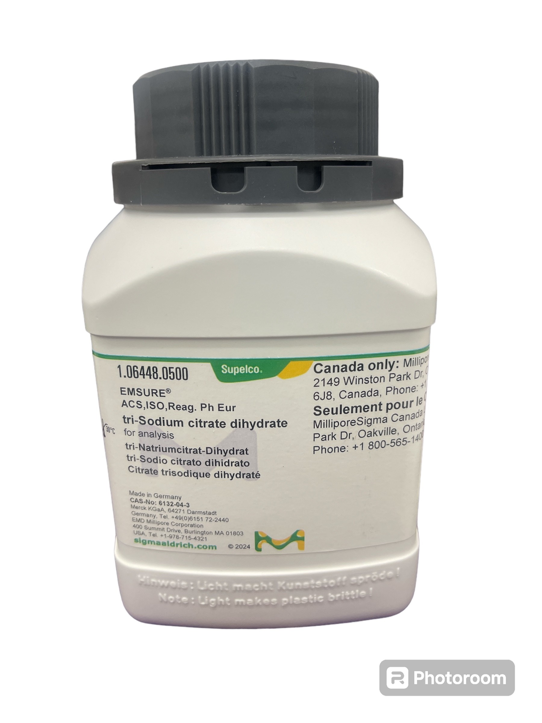 tri-Sodium citrate dihydrate for analysis, 500 g -Merck