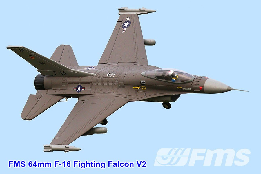 เครื่องบินโฟม ตัวลำ+ชุดไฟ FMS 64mm F-16 Fighting Falcon V2 (ไม่รวมวิทยุ รีซีฟ แบต)