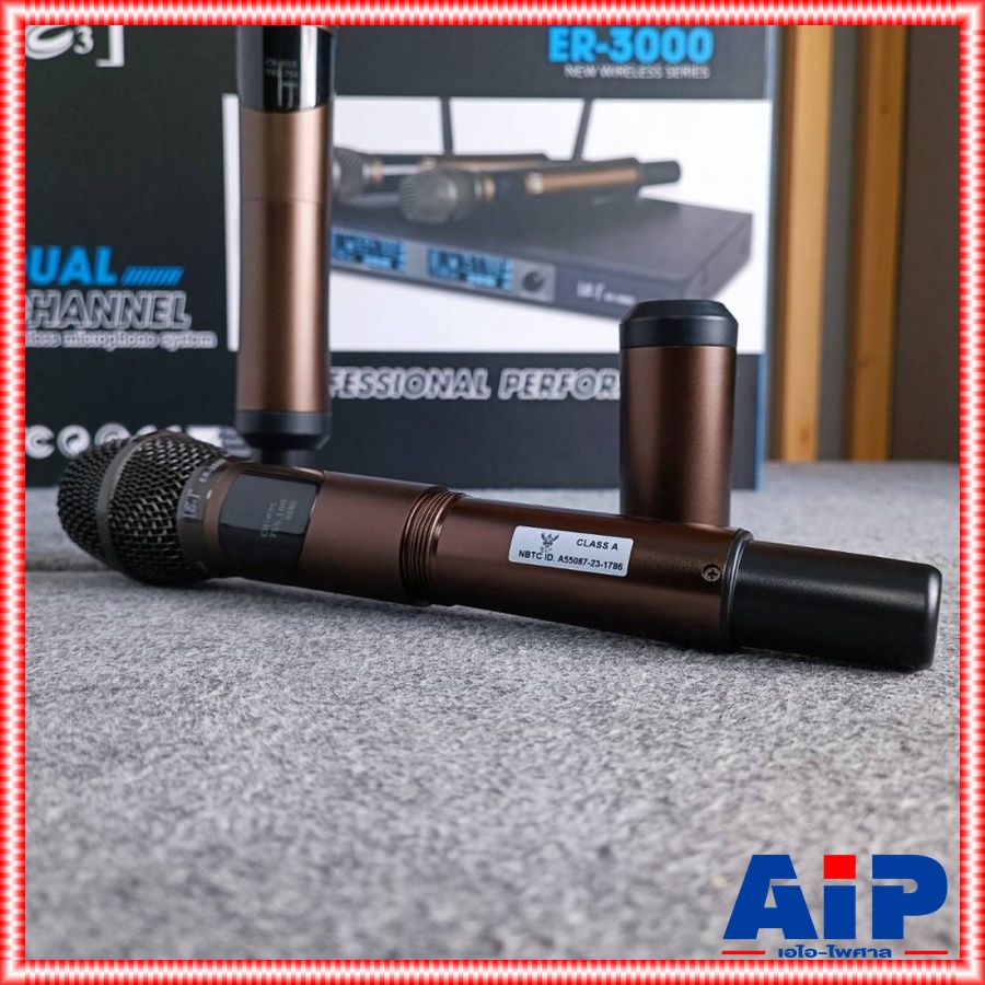 E3 ER-3000 ไมค์ลอยUHF ปรับความถี่ ไมค์ลอยถือไร้สาย ไมโครโฟนไร้สาย ย่าน UHF มีกล่องเก็บไมค์แถมมาในชุด ไมค์ลอยถือคู่ E3 รุ่น ER 3000 ER3000เอไอ-ไพศาล
