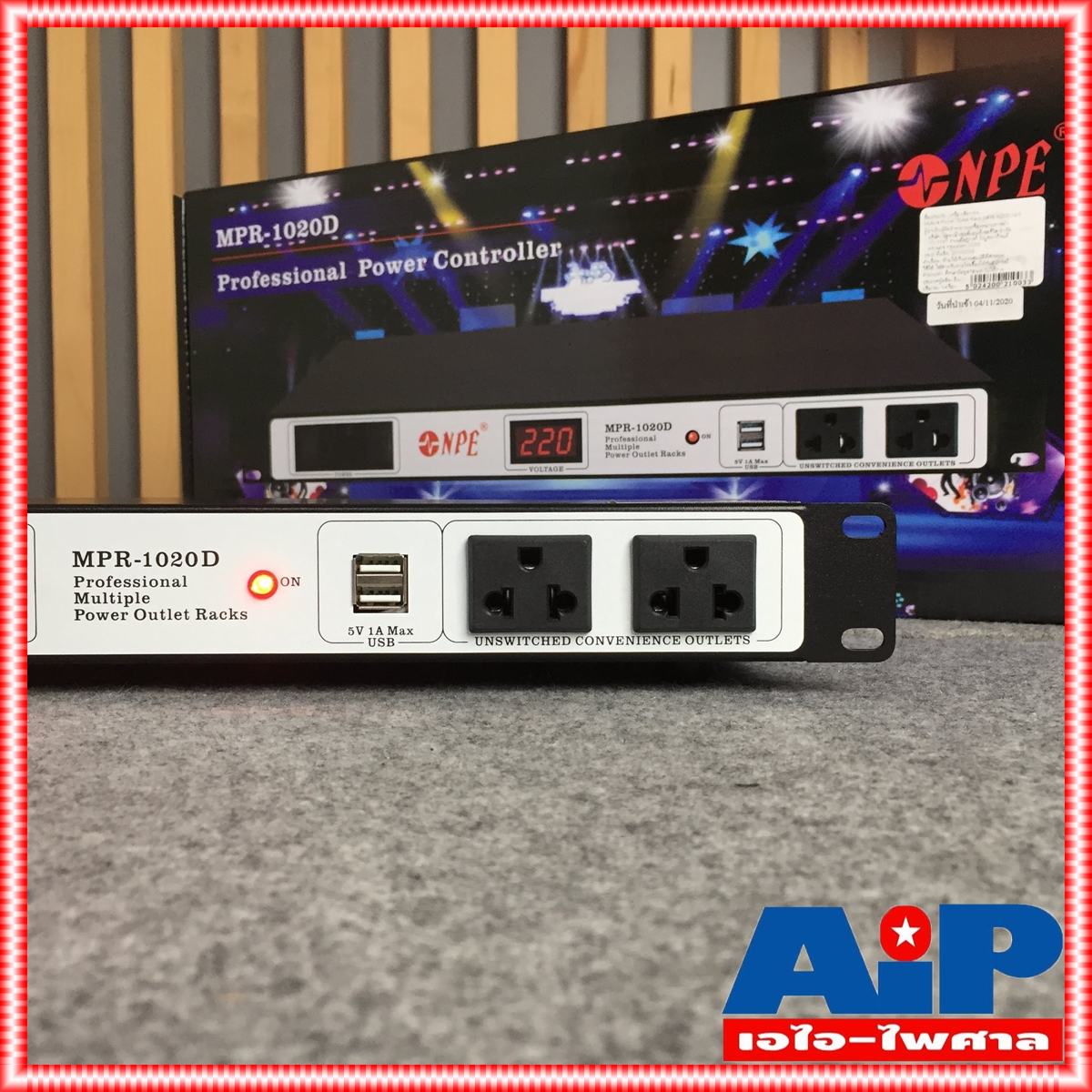 NPE MPR1020D ปลั๊กไฟใส่ตู้RACK มีมิเตอร์โชว์โวลท์ MPR-1020D มีช่องจ่ายไฟUSB MPR 1020 D MPR1020เอไอ-ไพศาล