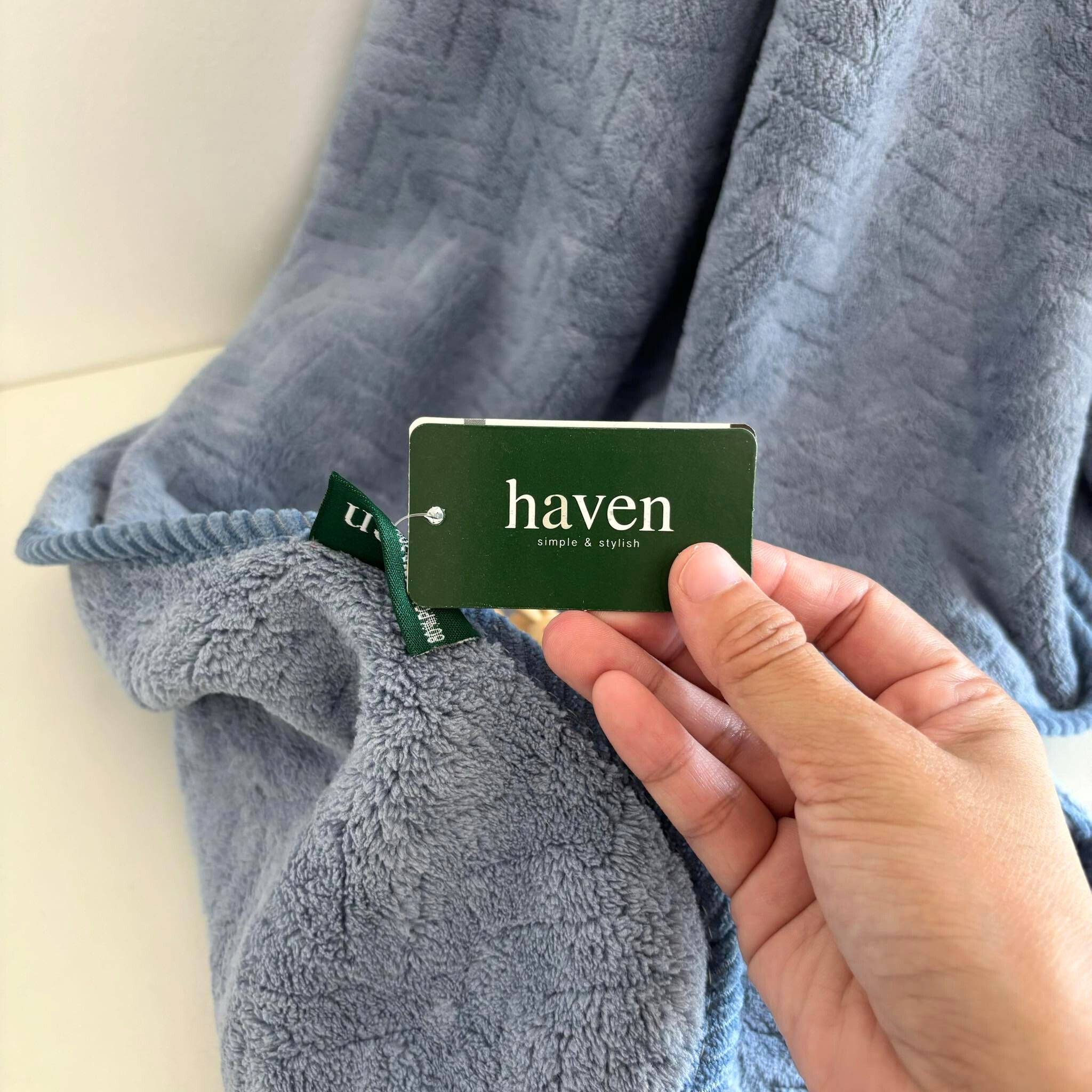 🍀HAVEN Towel Microfiber รุ่น NANO VELVET EMILY EMBOSS🍀ผ้าเช็ดตัว ผ้าขนหนู ไมโครไฟเบอร์ ขนาด 28*56 นิ้ว HAVEN แท้💯PU