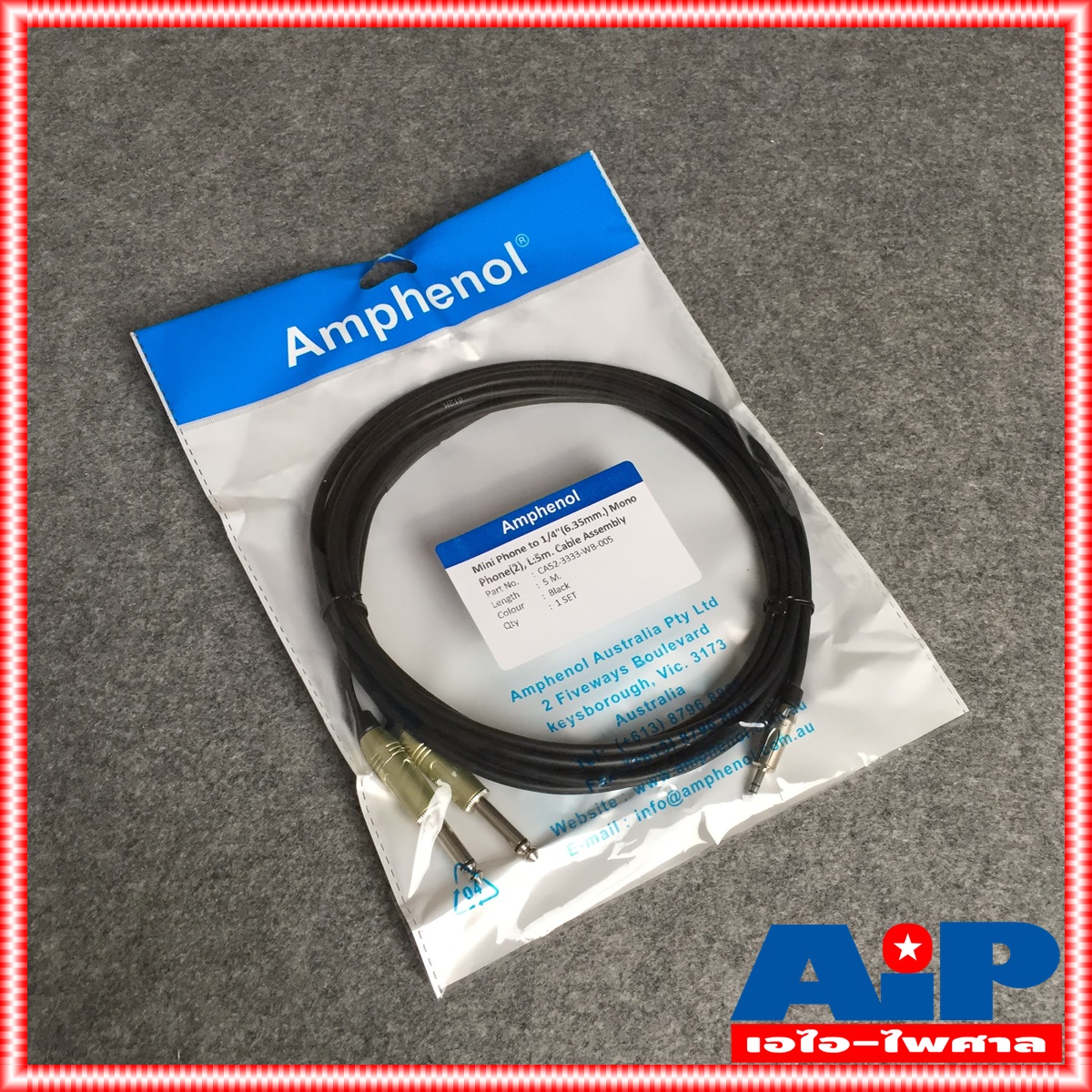 5เมตร AMPHENOL สาย TR-ST - PHONEx2 5M CA52-3333-WB-005 AMPHENOL สายTR-ST-PHONEx2 3M สายสัญญาณ TR-ST ออก ปลั๊กไมค์ โมโน 2หัว ยาว 5เมตร สายคอมเข้ามิกซ์