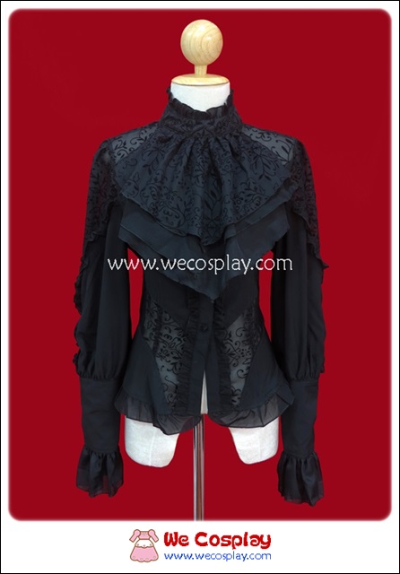 เสื้อ Blouse ควีนโกธิคโลลิต้า สีดำ ประดับลูกไม้ Black Queen Gothic Lolita Blouse