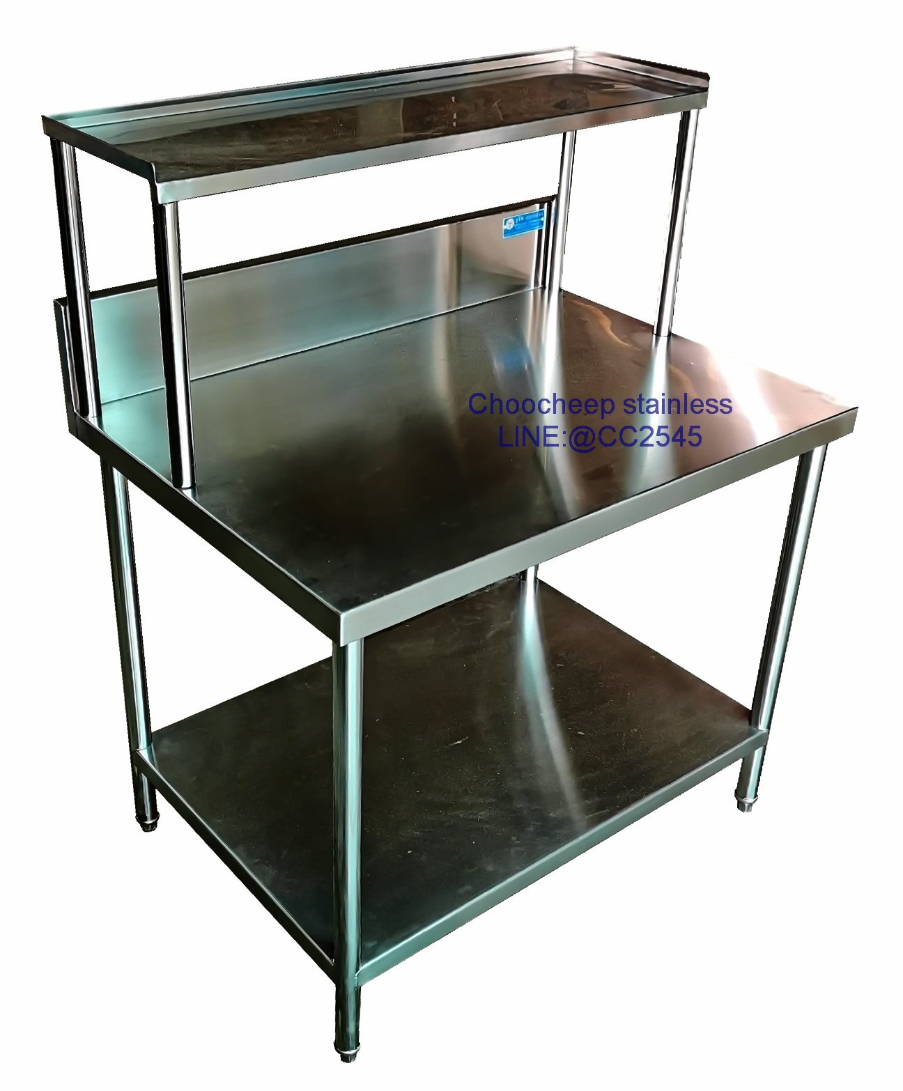 โต๊ะสเตนเลส-จัดเตรียมอาหารในครัว 2 ชั้น ยาว 140 ซม.