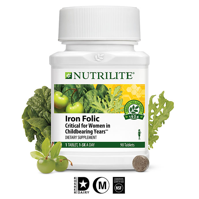 Nutrilite Iron Folic 90 tablets ได้รวมเอาแร่ธาตุเหล็กต่างๆไว้เป็นหนึ่งเดียว ให้เพียงพอ