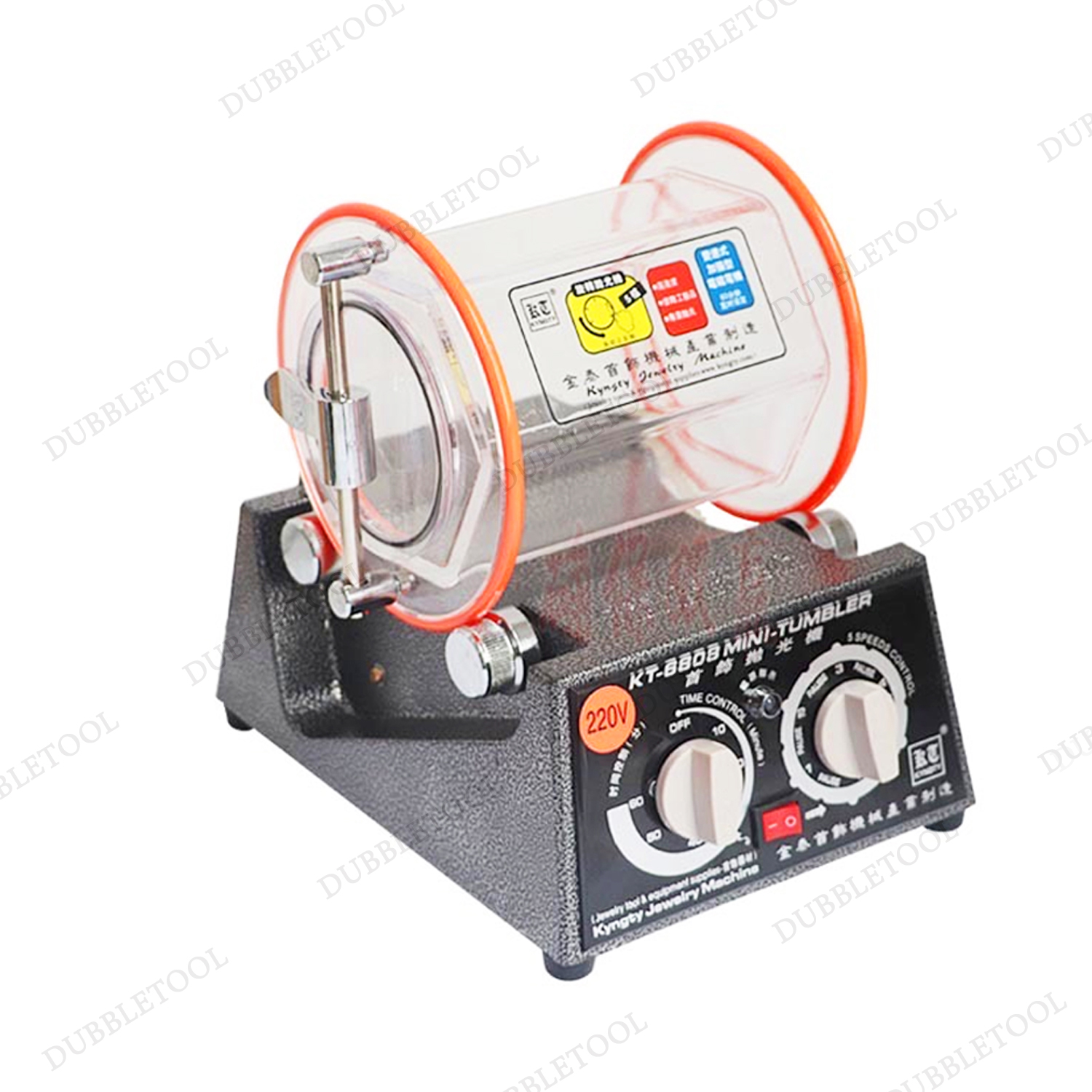 เครื่องร่อนถังใส เครื่องกลิ้ง เครื่องร่อนลูกเหล็ก KT-6808/220V Jewelry tumbler polisher KT-6808/220V
