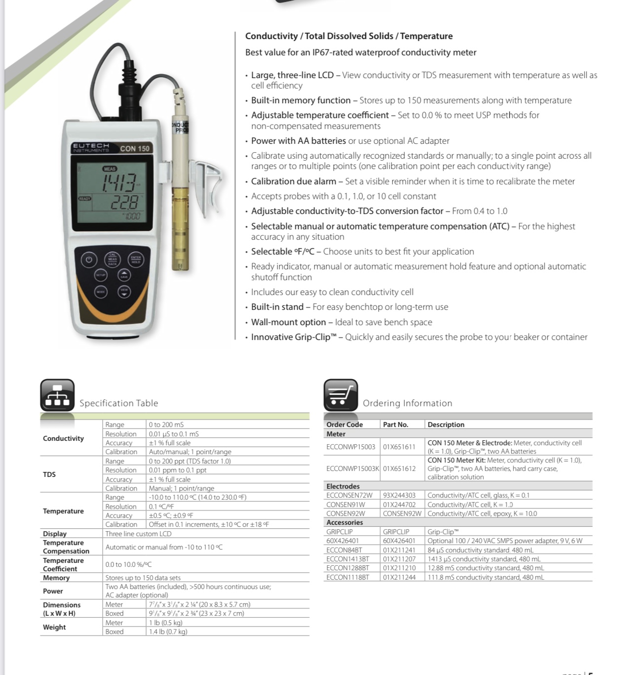 TDS meter CON150 - Eutech