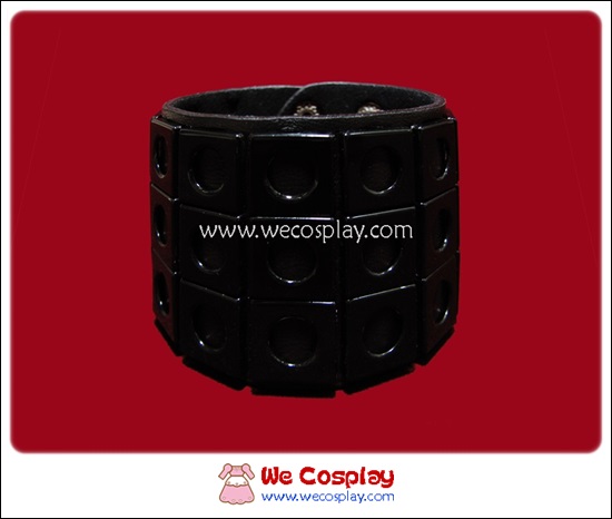 สร้อยข้อมือพังค์ Punk Wristband ตอกหมุด 3 แถว สีดำ