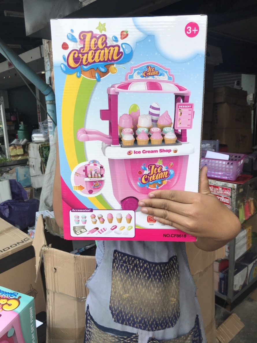 CF8618 ของเล่นเด็กรถเข็นไอติม ร้านไอศครีมรถเข็น กล่องใหญ่