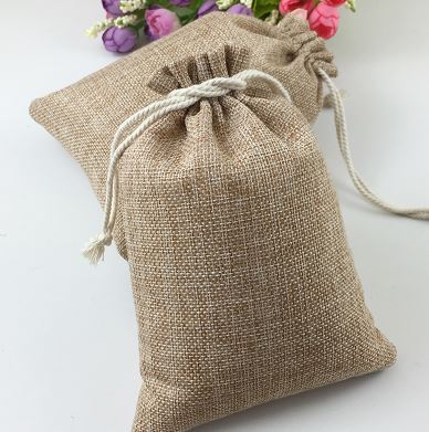 ถุงผ้าป่าน ถุงผ้าลินิน ถุงผ้ากระสอบ สำหรับใส่ ข้าวสาร ของชำร่วย ของที่ระลึก งานเลี้ยง งานแต่งงาน แบบเก๋ ๆ 440052