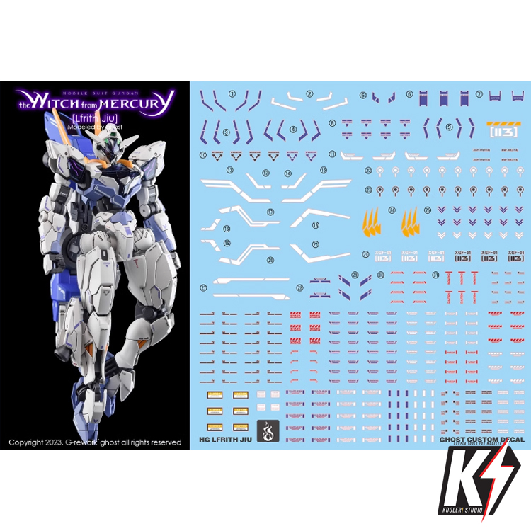 Waterdecal CG HG Lfrith Jiu #ดีคอลน้ำสำหรับติดกันพลา กันดั้ม Gundam พลาสติกโมเดลต่างๆ