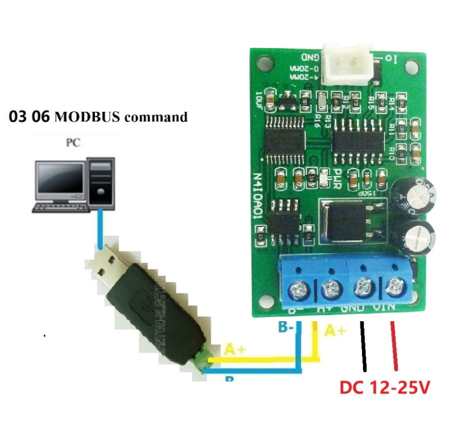 Modbus RS485 to 4-20MA 0-20MA Current Signal Generator