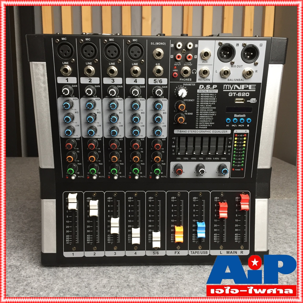 MYNPE GT-620 POWERMIX USB บลูทูธ เพาเวอร์มิก มิกซ์ มิกเซอร์ เครื่องเสียง ตัวปรับแต่งเสียง POWERMIXรุ่นGT-620 เอไอ-ไพศาล