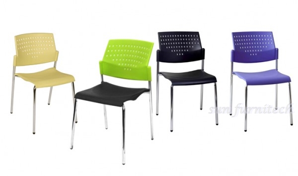 เก้าอี้จัดเลี้ยง, เก้าอี้โรงอาหาร, เก้าอี้พลาสติก, เก้าอี้รับแขก, เก้าอี้พลาสติก ที่นั่งวางเบาะ พนักพิงพลาสติกมีรู รุ่น VC-612