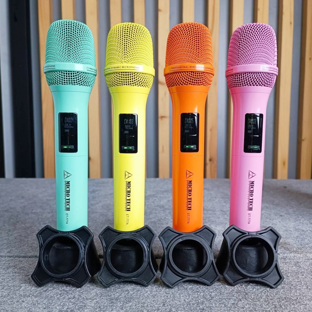 มี 4 สีให้เลือก MICROTECH ET-777A ไมค์ลอย ถือคู่ UHF เครื่องรับเล็ก เขียว / เหลือง / ส้ม / ชมพู ET 777A ET777A ไมค์ลอยมือถือคู่UHF ไมโครโฟนแบบไร้สาย เอไอ-ไพศาล