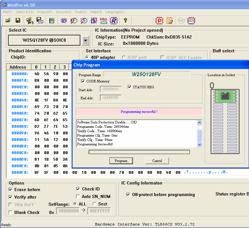 Winbond W25Q128FV (SOIC8 200mil) 128M-bit SERIAL FLASH MEMORY WITH DUAL AND QUAD SPI (ผ่านการใช้งาน ทดสอบแล้วใช้งานได้ทุกตัว)