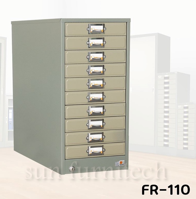 ตู้เก็บแบบฟอร์ม 10 ลิ้นชัก ตั้งโต๊ะ (กระดาษ A4) Taiyo รุ่น FR-110