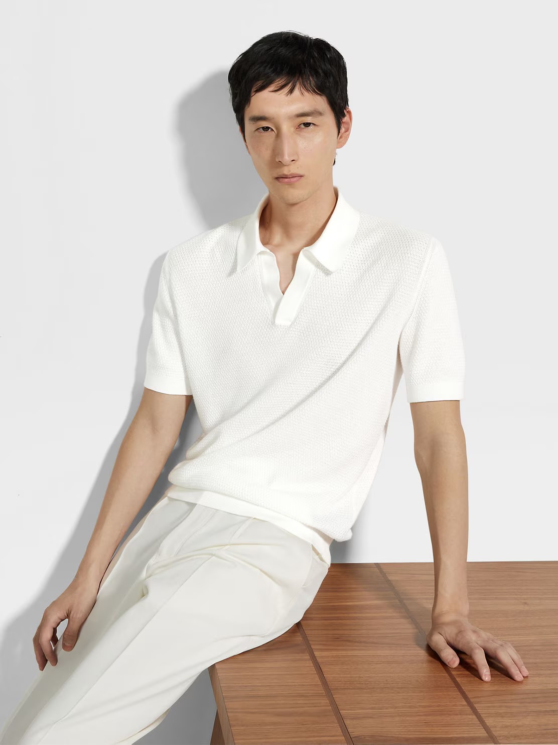 **do** เสื้อคอวี Zegna PREMIUM COTTON POLO SHIRT มี 3 สี สินค้าใหม่ ของแท้