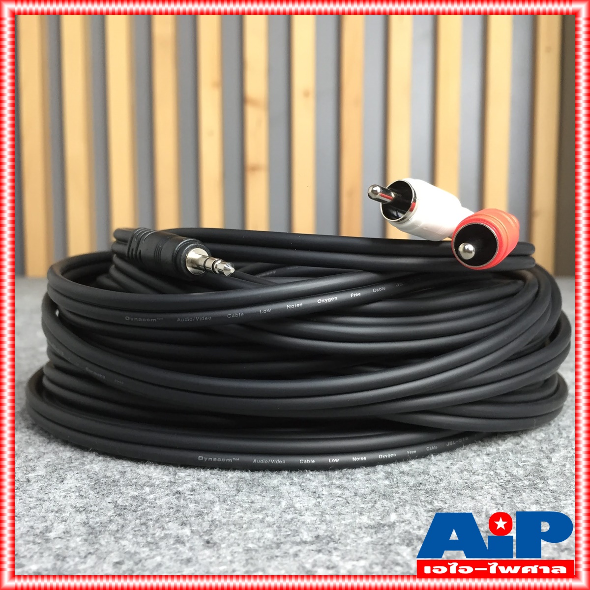 ยาว20เมตร สายสัญญาณสเตริโอ TRST 3.5 to RCA 2 หัว DYNACOM J015-7 สาย P.TR-ST - P. RCA x2 สาย TR-ST ออก RCA x2 20M