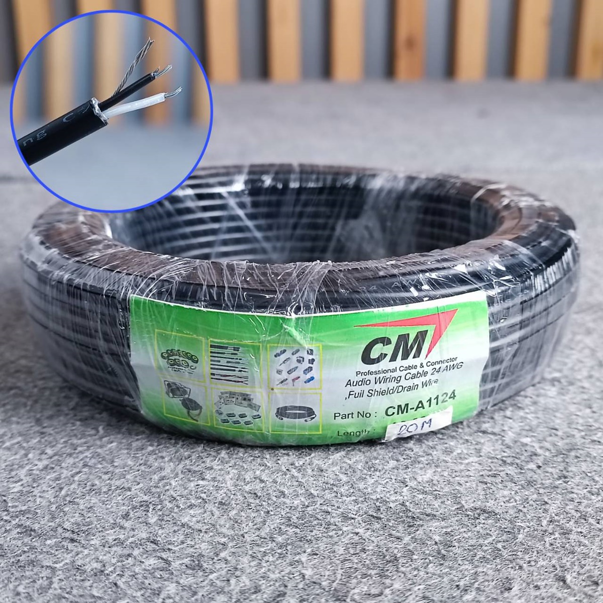 ขด20เมตร CM สายชีลด์ สเตอริโอ 4mm 24awg CM-A1124 สายสัญญาณ สายไมค์ CM A1124 เอไอ-ไพศาล