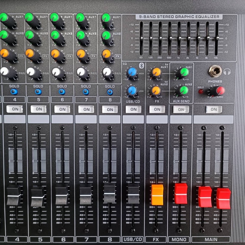 PROEUROTECH PMX-P8400 X4 POWERMIXER+บูลทูส เพาเวอร์มิกเซอร์ รุ่นใหม่ โปรยูโรเทค 8 ช่องไมค์ 4 ช่องขับลำโพง 400 วัตต์ ตัดความถี่ซับได้ PMXP8400X4 เอไอ-ไพศาล