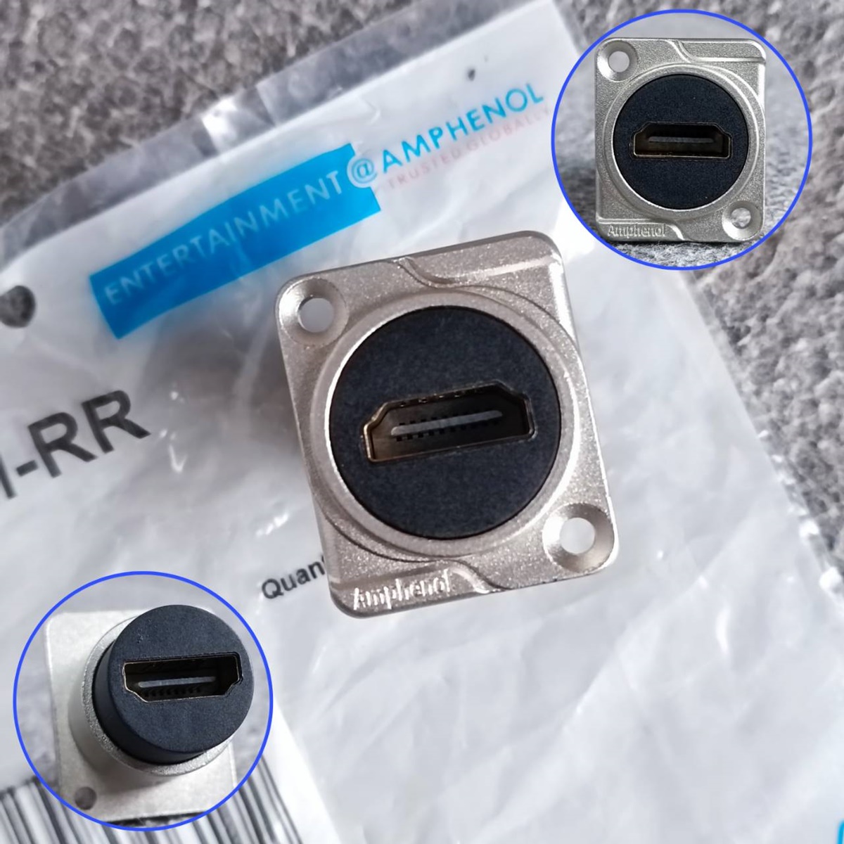 Amphenol AC-HDMI-RR HDMI ติดแท่น HDMI D-type Socket สำหรับยึดเพลท คอนเน็คเตอร์ HDMI ติดแท่น คุณภาพสูง เอไอ-ไพศาล